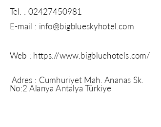 Big Blue Sky Hotel iletiim bilgileri